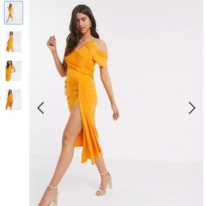 ASOS Cami Pencil Midi Dress in orange